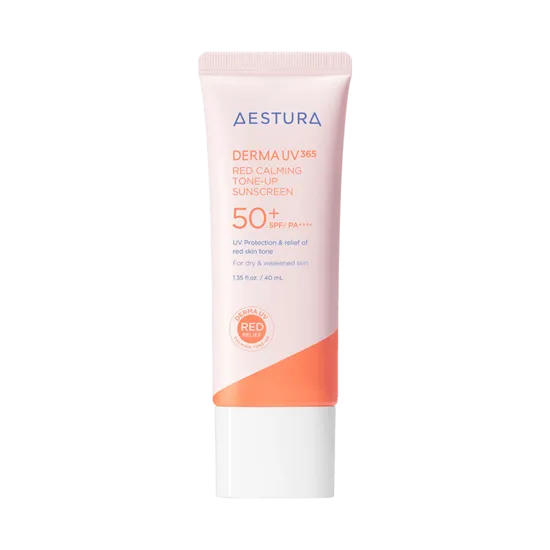 AESTURA Derma UV 365 Red Calming Tone-up Sunscreen SPF50  PA     - Nourishing and Brightening Formula