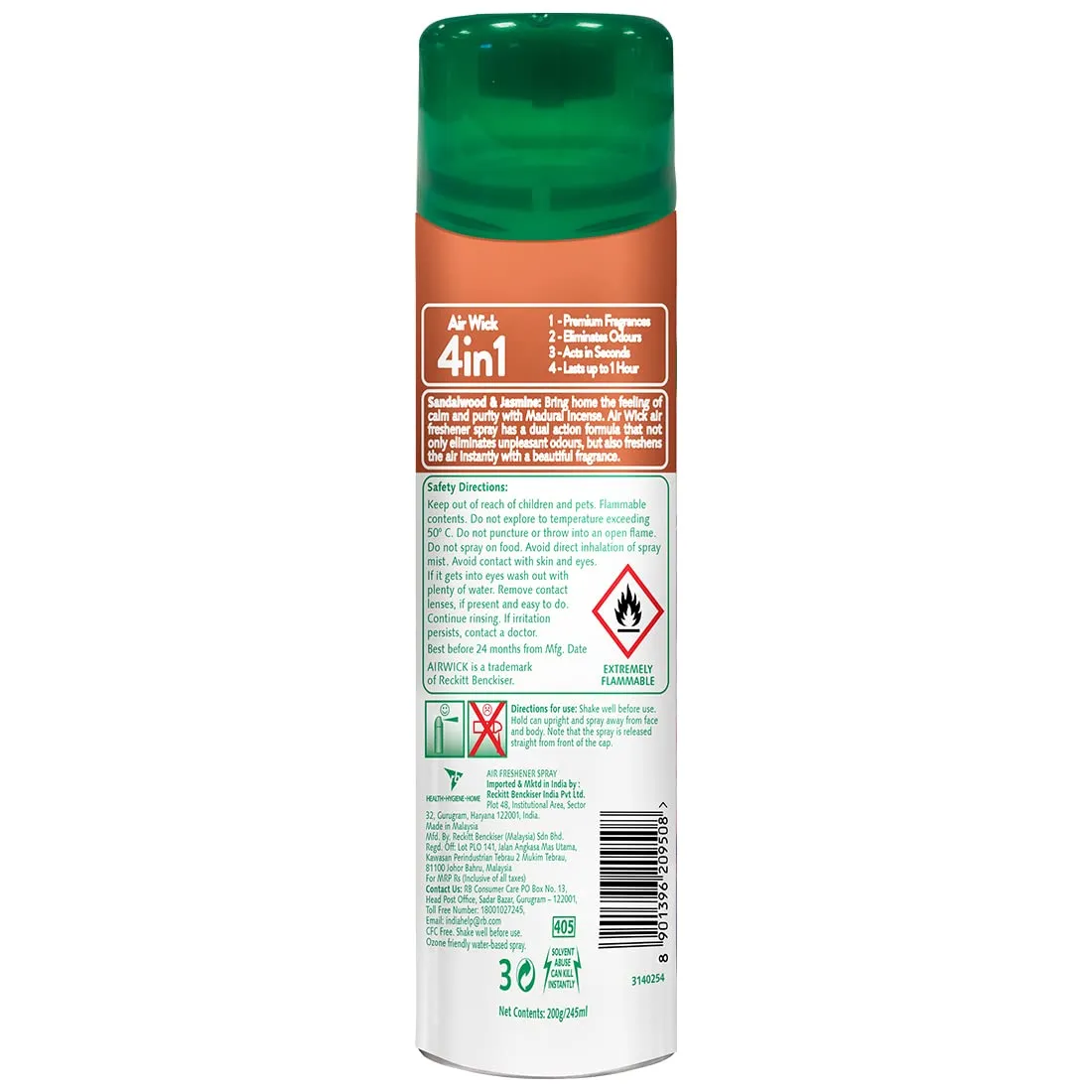 Air Wick 245 ml (Pack of 2) - Sandalwood & Jasmine, Room Air Freshener Spray | Works as Room Freshener and Bathroom Freshener with Long-Lasting Fragrance | Eliminates Odours