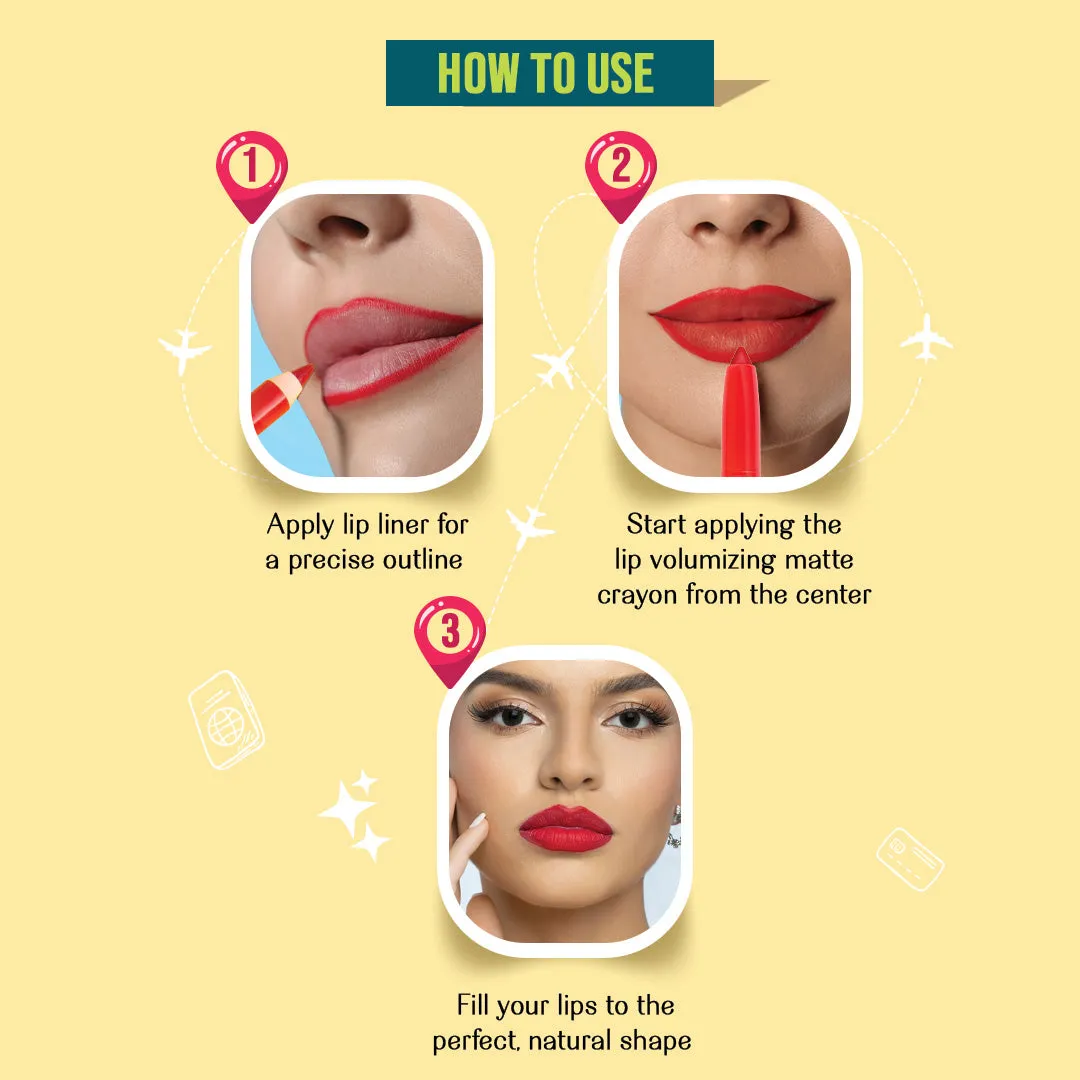 Baecation- Passport to Plump Lip Volumizing Matte Crayon  (Berry) Transfer-proof