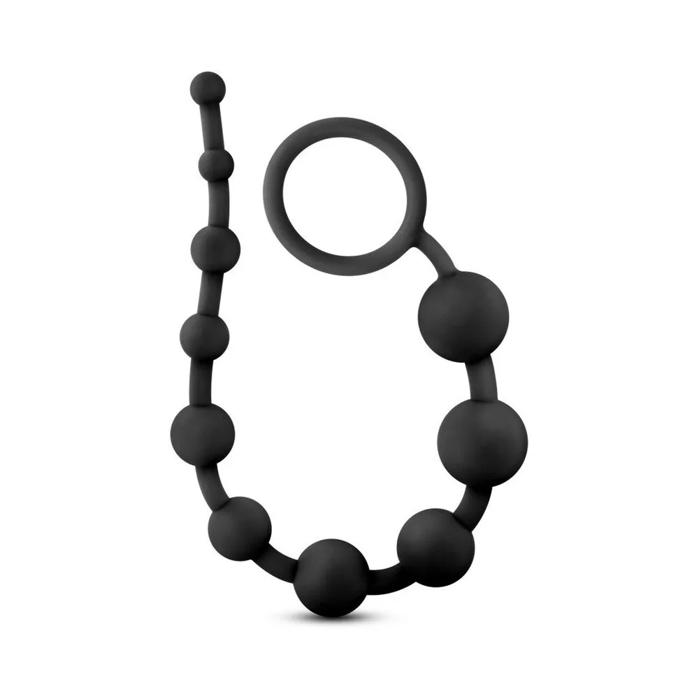 Blush Anal Adventures Platinum Silicone 10 Anal  Beads - Black