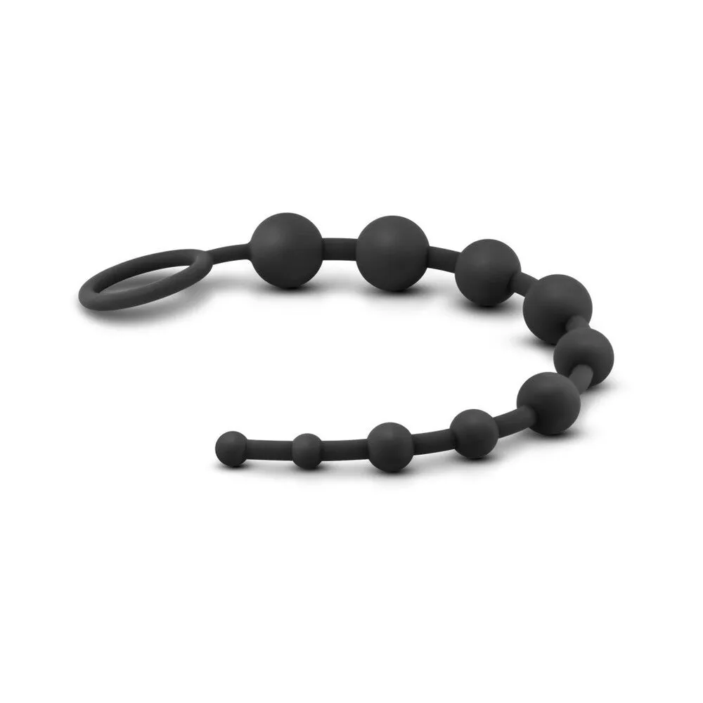 Blush Anal Adventures Platinum Silicone 10 Anal  Beads - Black
