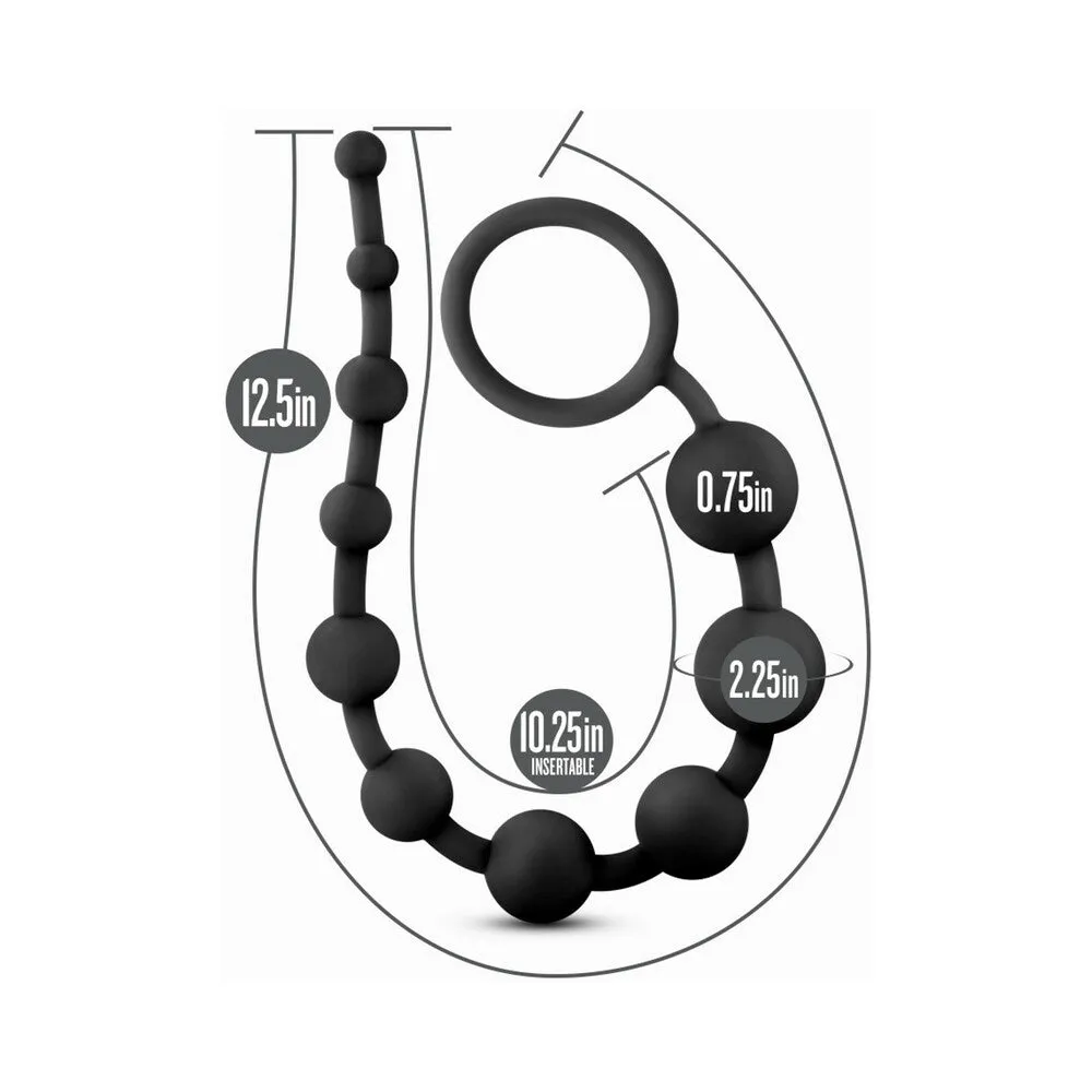 Blush Anal Adventures Platinum Silicone 10 Anal  Beads - Black