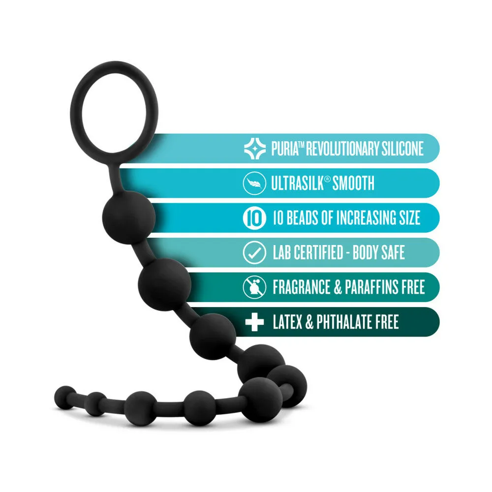 Blush Anal Adventures Platinum Silicone 10 Anal  Beads - Black