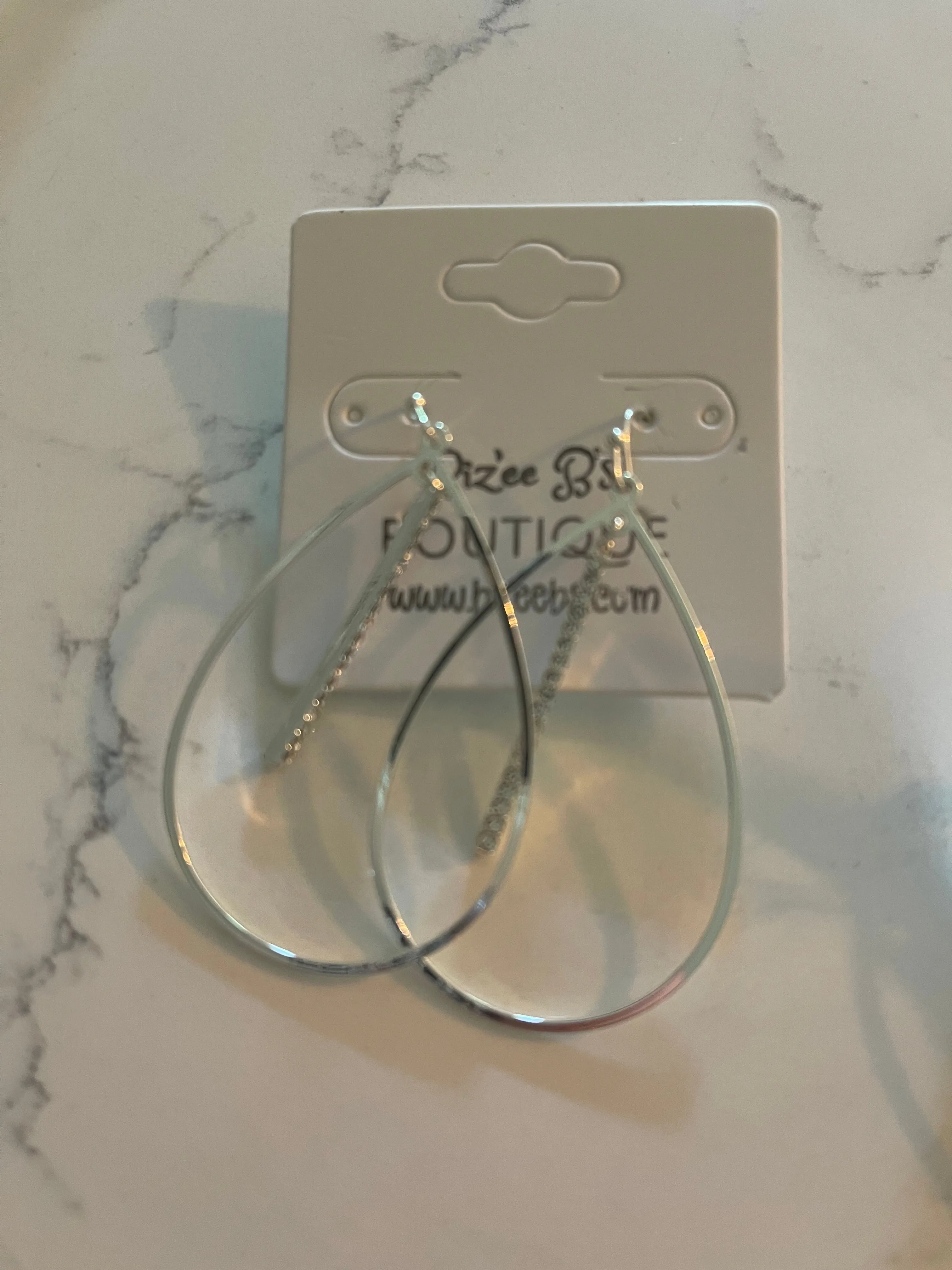 Crystal Hollow Teardrop Earrings