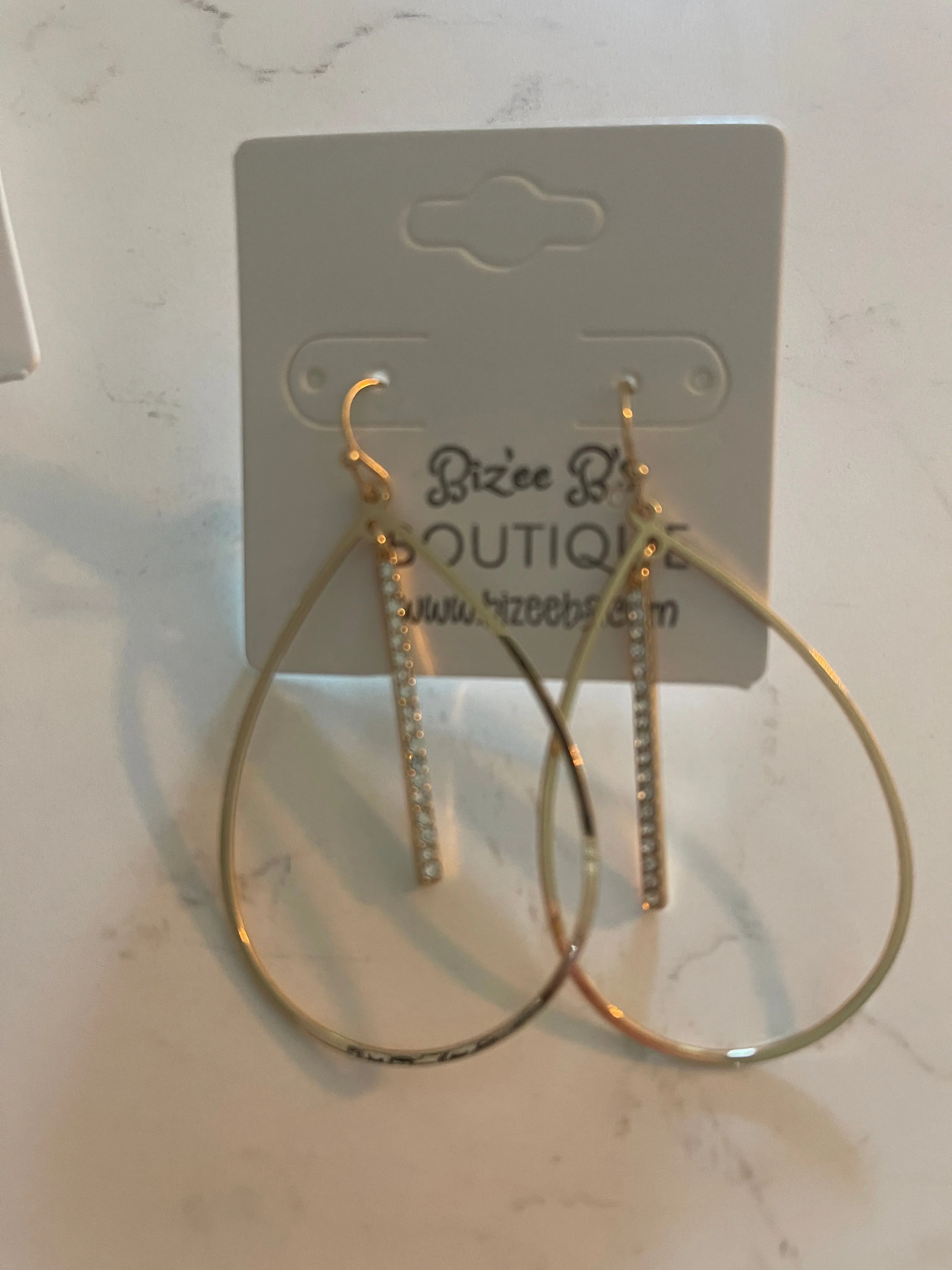 Crystal Hollow Teardrop Earrings
