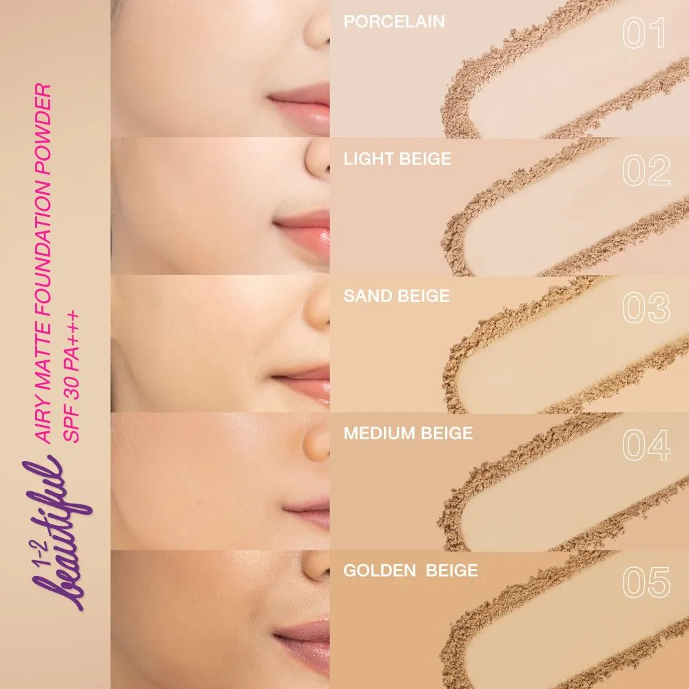 Cute Press 1-2 Beautiful Airy Matte Foundation Powder SPF 30 PA    13g 02 Light Beige (Thai)