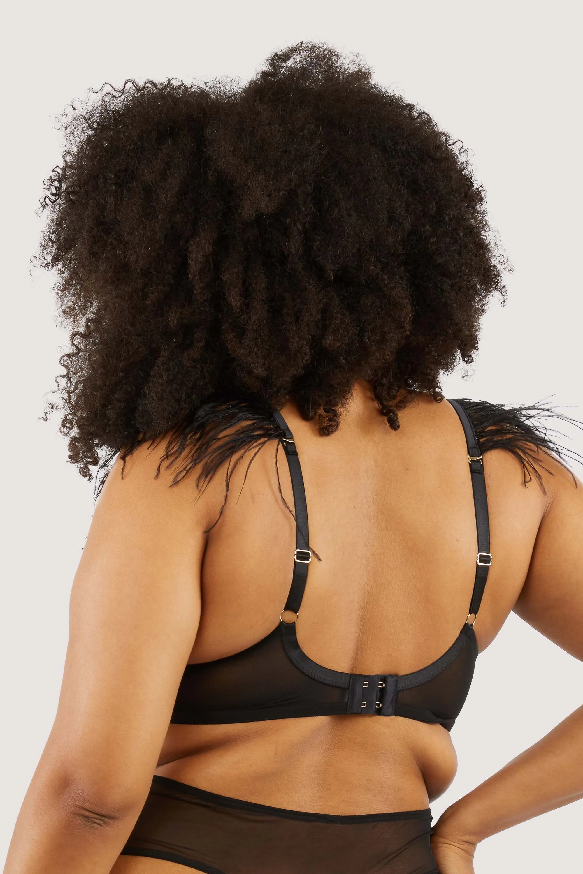 Electra Black Mesh And Satin Feather Bra