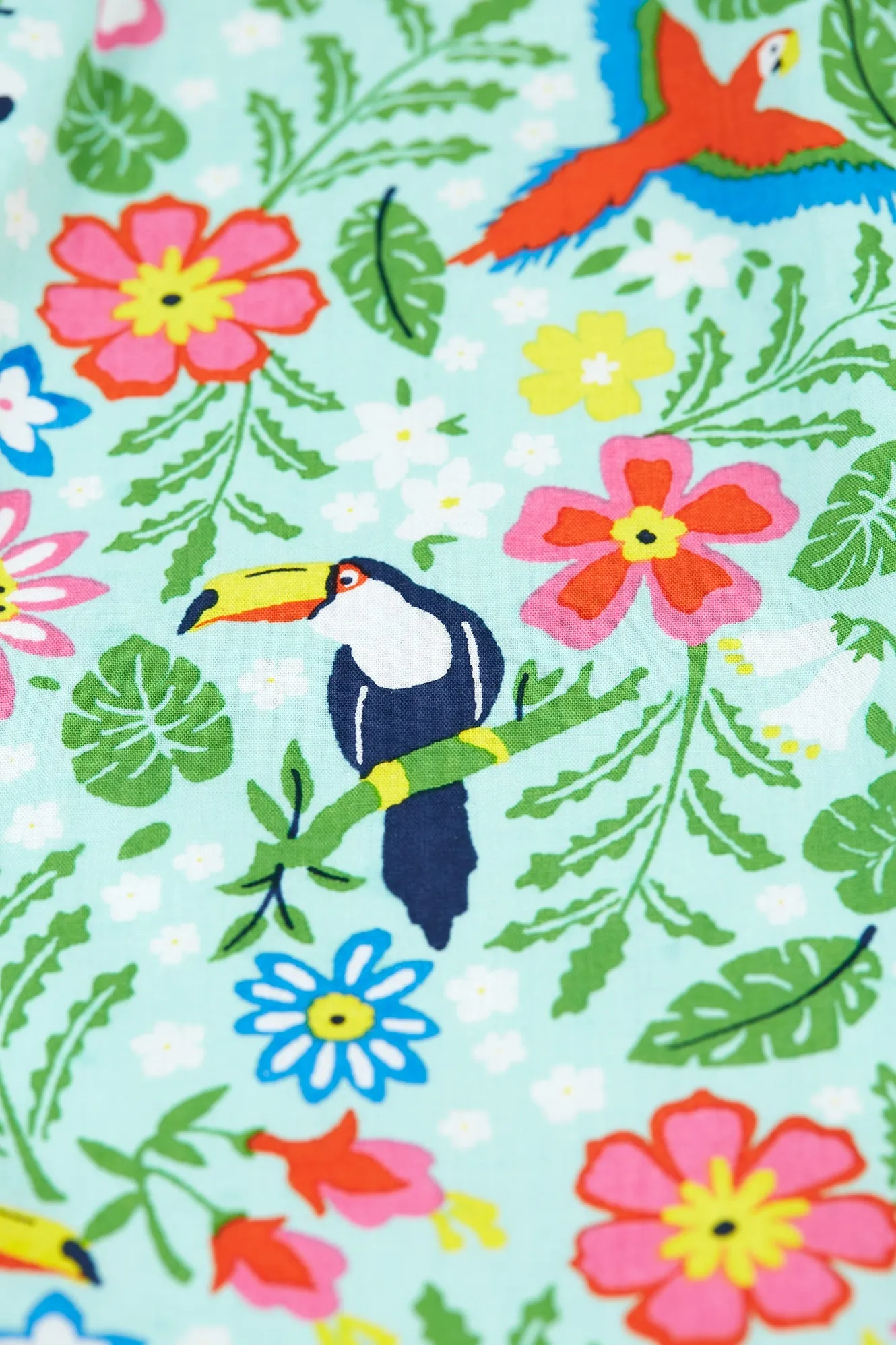 Frugi Lowen Reversible Dress - Tropical Birds/Spring Dobby