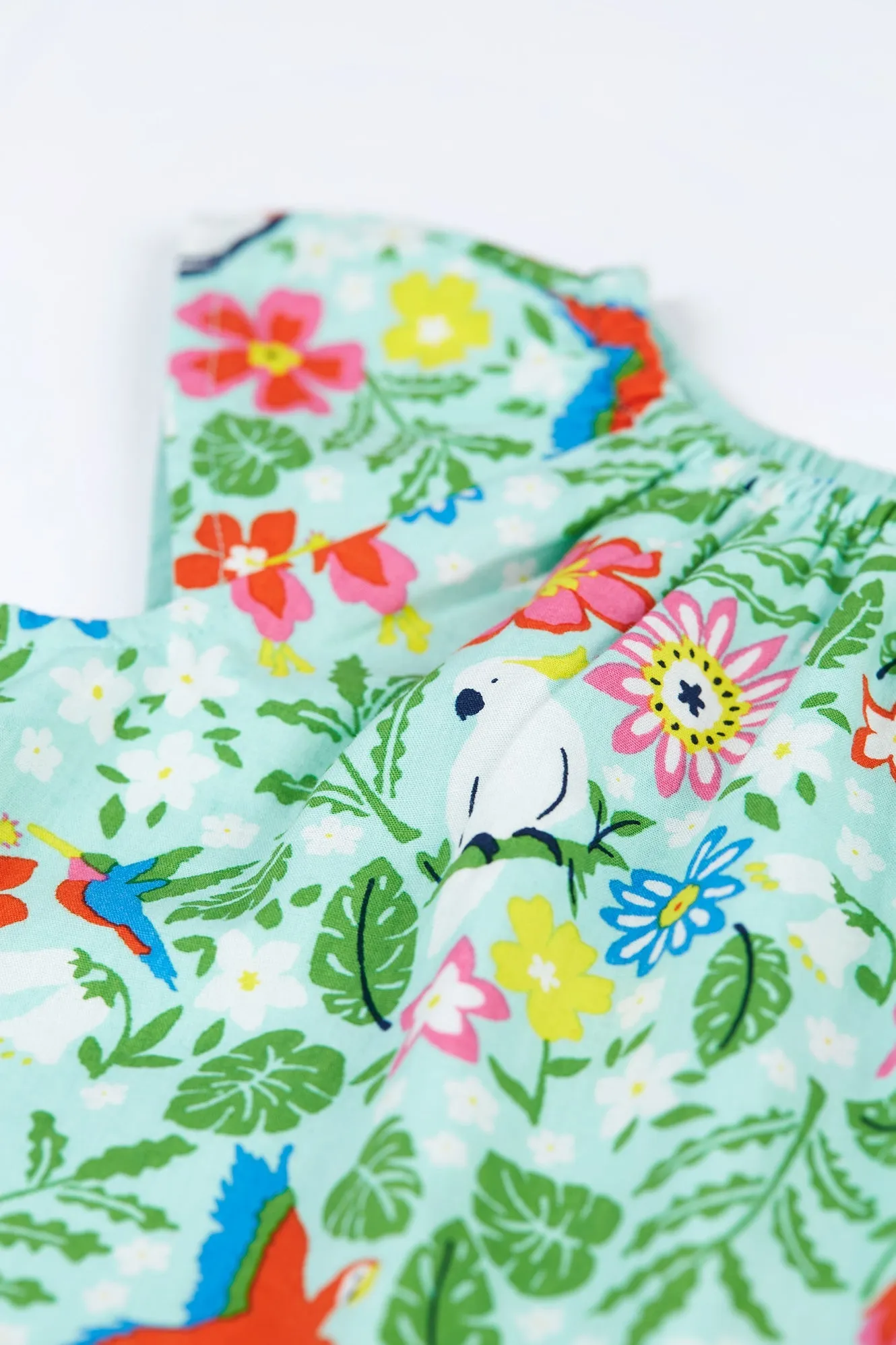 Frugi Lowen Reversible Dress - Tropical Birds/Spring Dobby