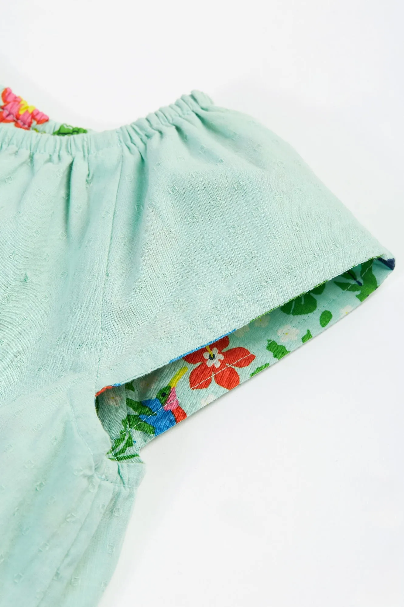 Frugi Lowen Reversible Dress - Tropical Birds/Spring Dobby
