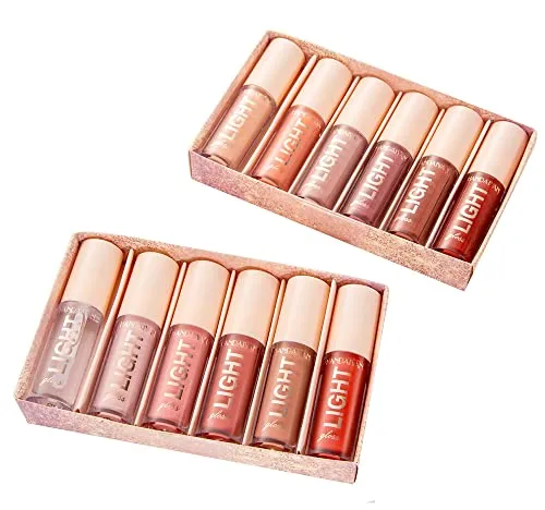 HANDAIYAN LIP GLOSS FOR WOMEN - 6 Shades of Nude Lip Gloss Lip Plumping LipGloss Lip Oil Transparent Clear Moisturizing Liquid Lipstick for Women and Girls (GLOSS A B)