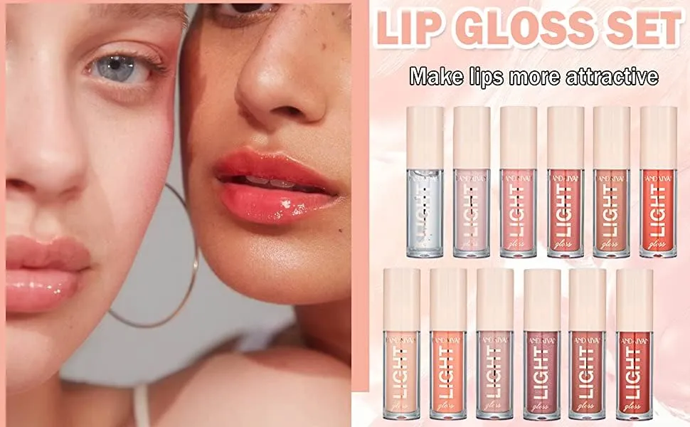 HANDAIYAN LIP GLOSS FOR WOMEN - 6 Shades of Nude Lip Gloss Lip Plumping LipGloss Lip Oil Transparent Clear Moisturizing Liquid Lipstick for Women and Girls (GLOSS A B)