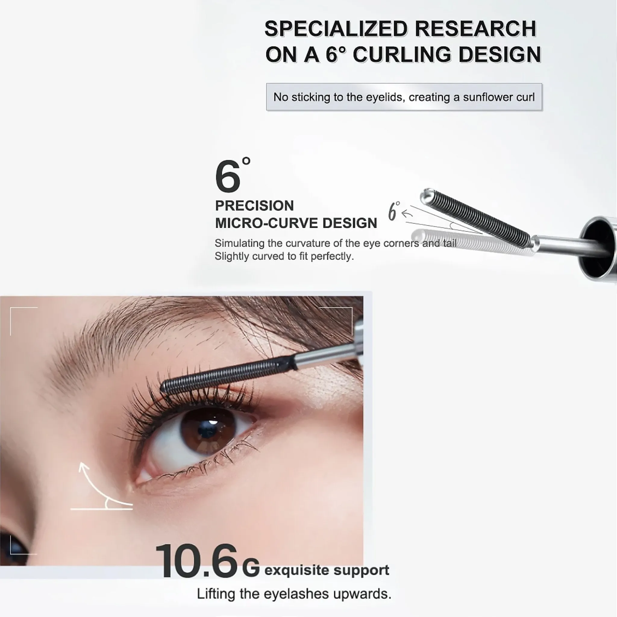 Judydoll 3D Curling Eyelash Iron Mascara 6°Precision Design 01 Black