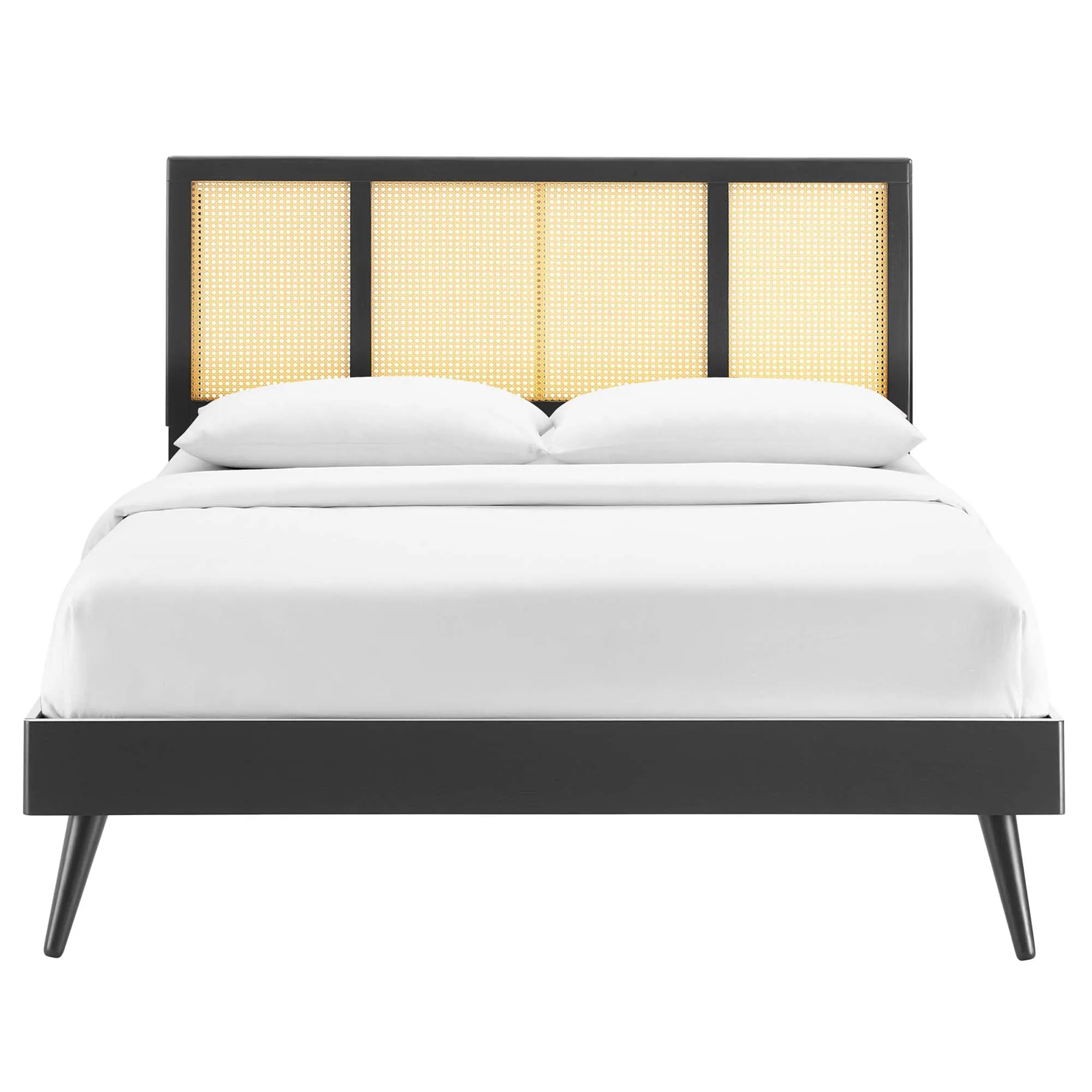 Kelsea Cane and Wood Platform Bed With Splayed Legs by Modway
