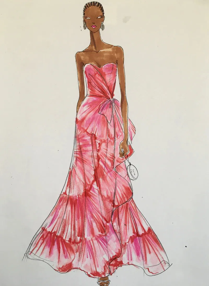 Kevan Hall Silk Bustier Gown