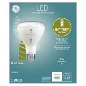 LED   Battery Back Up Bulb, Br30, 650 Lumens, 8-Watt
