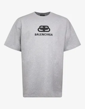 Light Grey BB Logo Print Oversized T-Shirt -