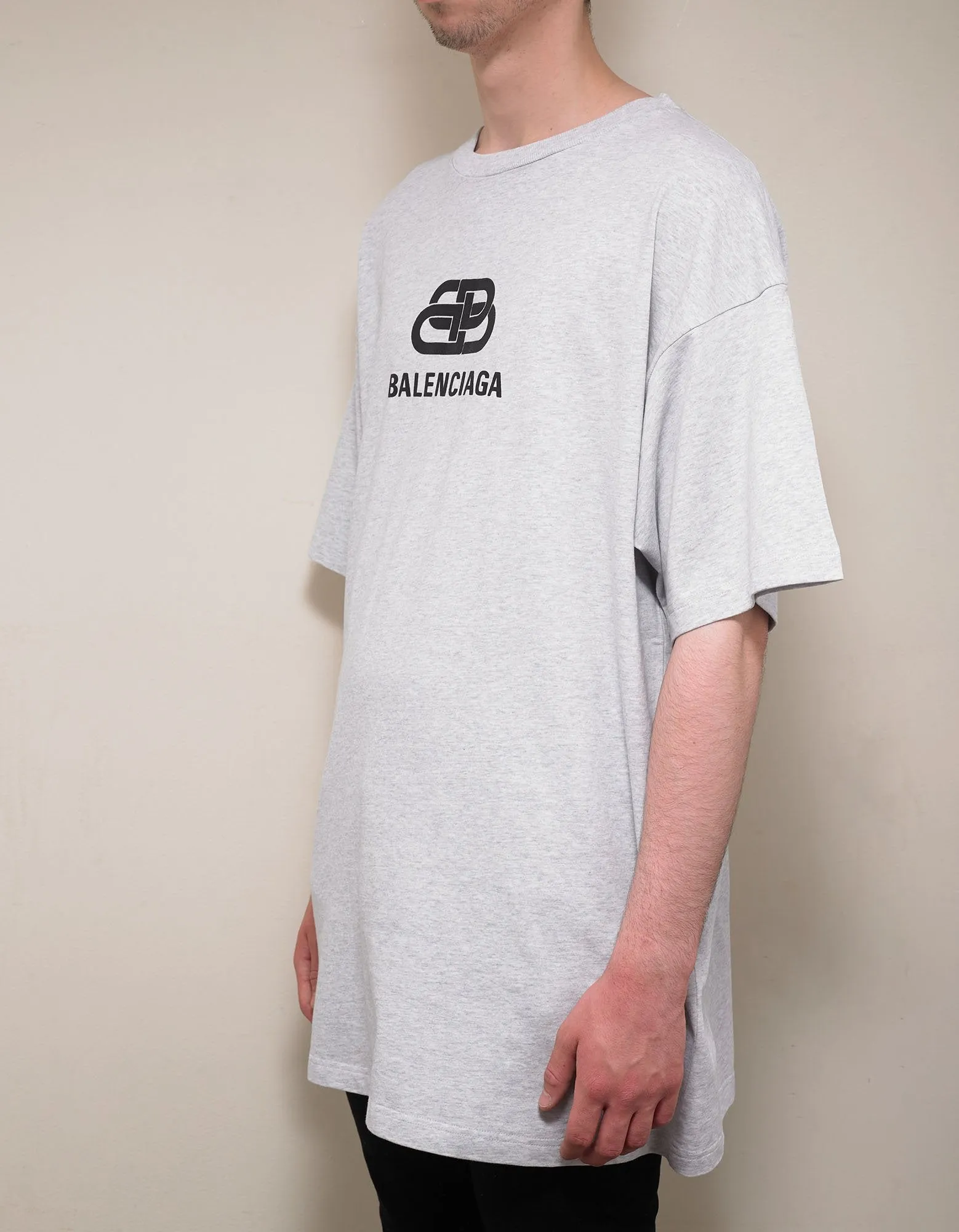 Light Grey BB Logo Print Oversized T-Shirt -