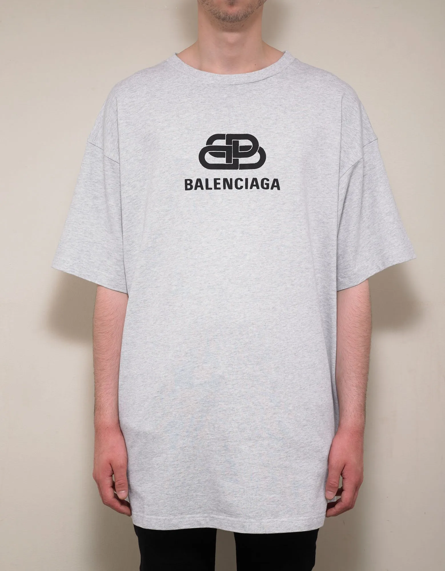 Light Grey BB Logo Print Oversized T-Shirt -