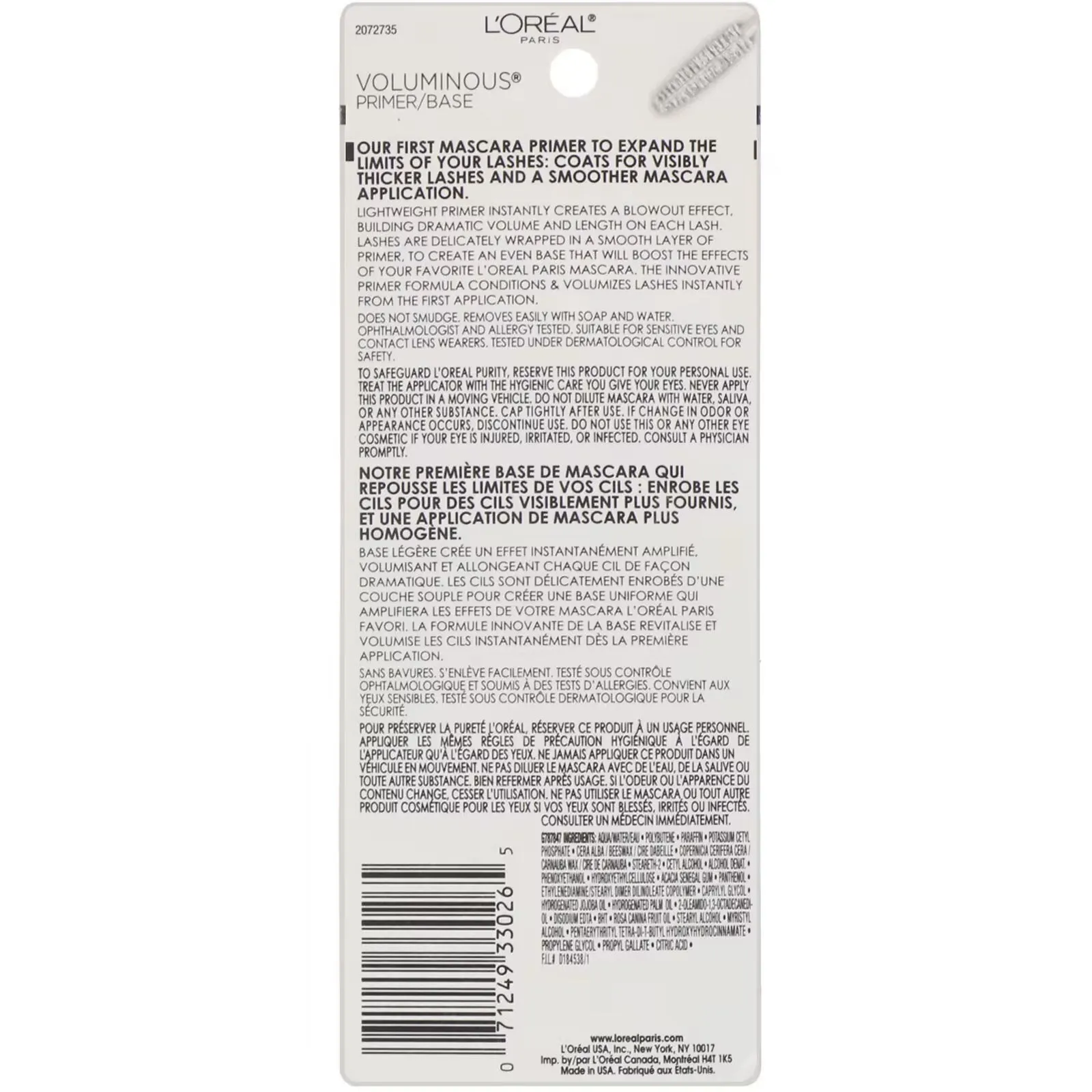 L'Oreal Voluminous Mascara white shade 300 white, 7.3 ml