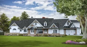 Luxurious 5-Bedroom Home Plan with Expansive Basement and Storage