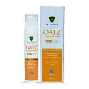 Oatz Radiance Sunscreen SPF 50 PA     (50g) Brightening Sunscreen for Oily Acne Prone Skin with Super Hydrating Prebiotic Oats & Hyaluronic Acid | Hydrates & Protects | UVA/UVB/Blue Light Protection