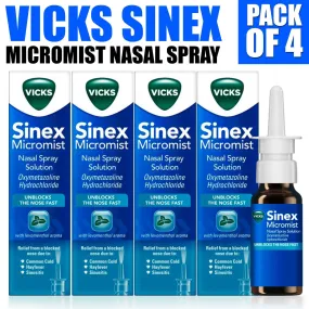 Pack of 4 Vicks Sinex Micromist Nasal Spray 15ml Solution