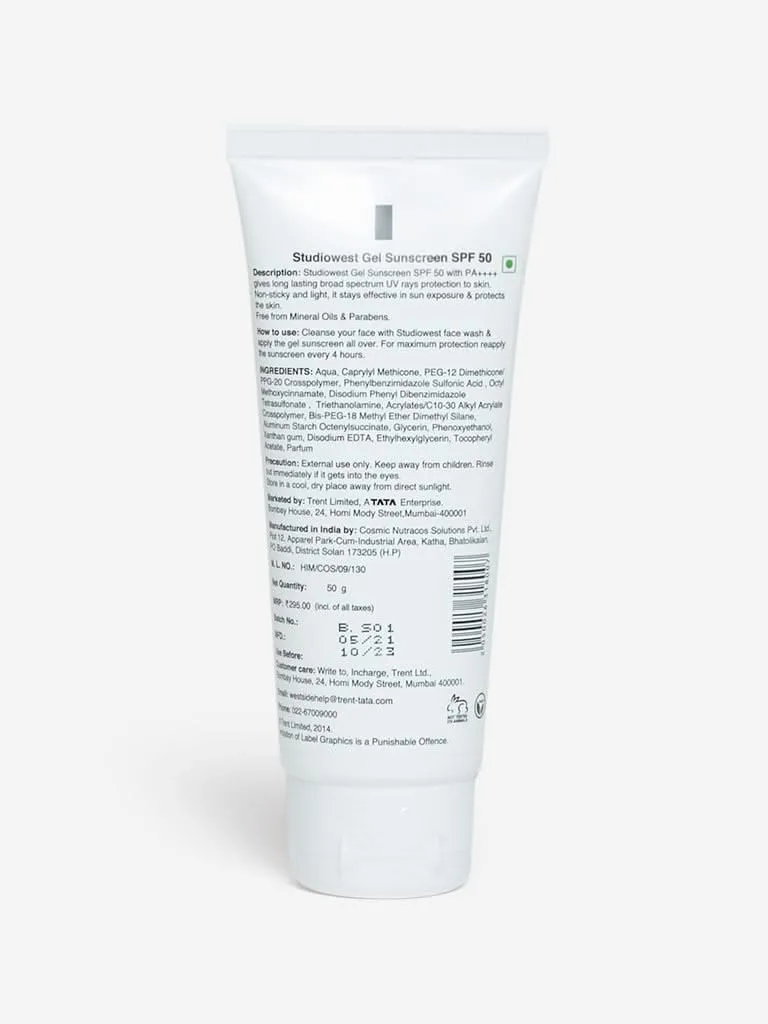 Studiowest Gel Sunscreen, SPF 50 PA    , 50g